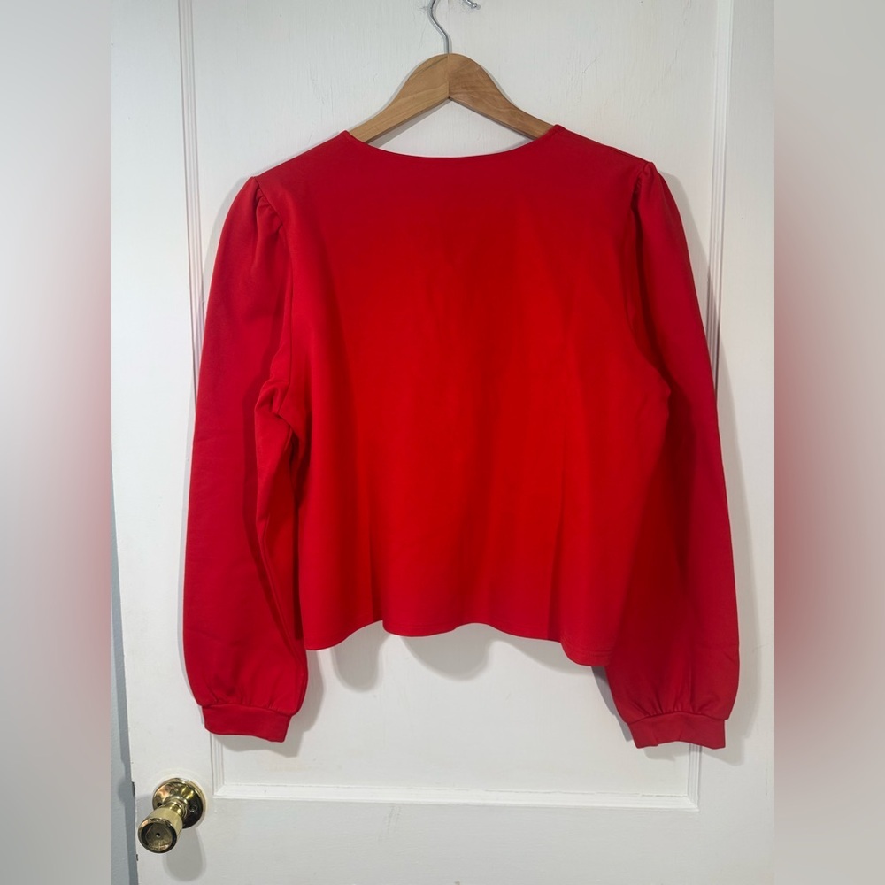 New Dylan Vibrant Red Blouse with Bow Accents - Picture 4 of 8